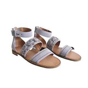 Frye & Co. Women's Ice Blue Evie Whipstitch 2 Band Sandal Flat Size 7.5